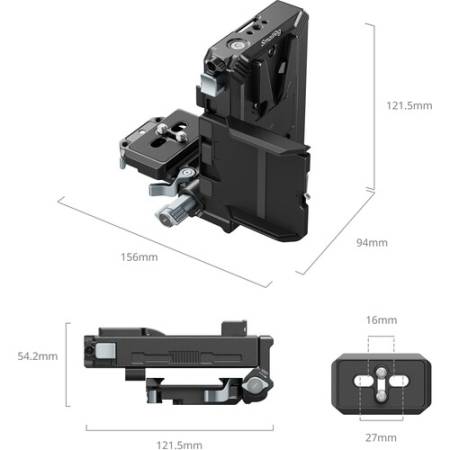 SmallRig 5227 - zestaw montażowy do akumulatorów V-Mount - wymiary